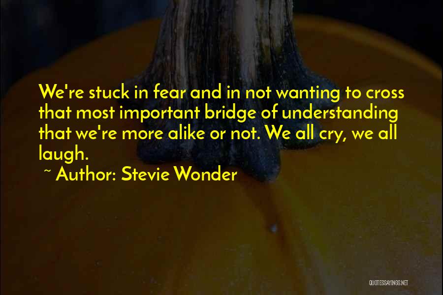 Stevie Wonder Quotes: We're Stuck In Fear And In Not Wanting To Cross That Most Important Bridge Of Understanding That We're More Alike