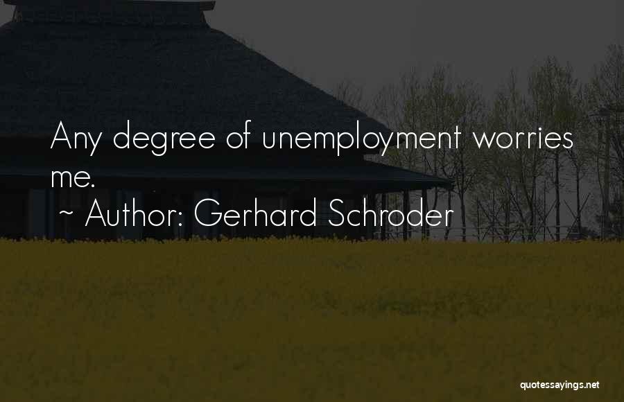 Gerhard Schroder Quotes: Any Degree Of Unemployment Worries Me.