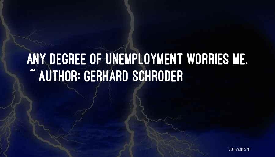 Gerhard Schroder Quotes: Any Degree Of Unemployment Worries Me.