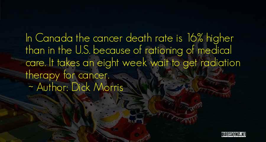 Dick Morris Quotes: In Canada The Cancer Death Rate Is 16% Higher Than In The U.s. Because Of Rationing Of Medical Care. It