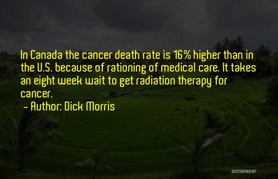 Dick Morris Quotes: In Canada The Cancer Death Rate Is 16% Higher Than In The U.s. Because Of Rationing Of Medical Care. It