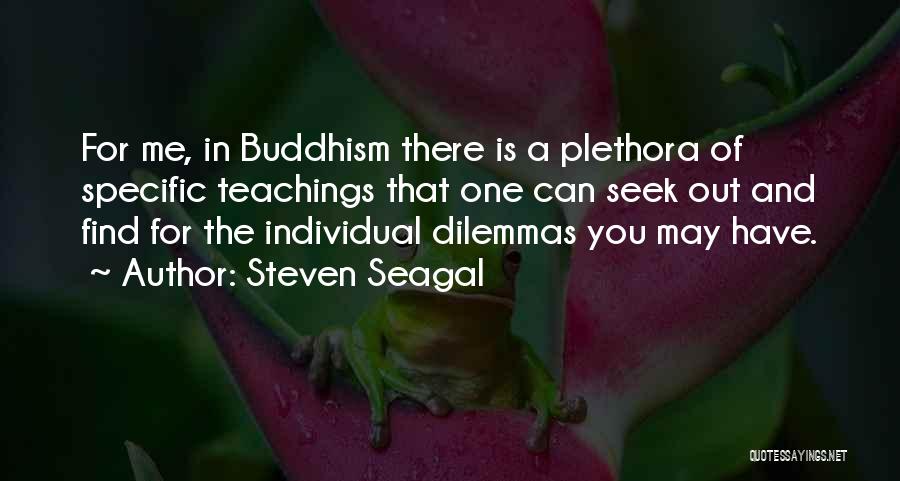Steven Seagal Quotes: For Me, In Buddhism There Is A Plethora Of Specific Teachings That One Can Seek Out And Find For The