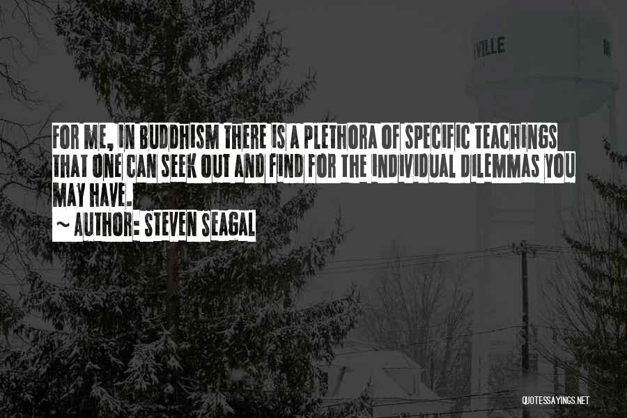 Steven Seagal Quotes: For Me, In Buddhism There Is A Plethora Of Specific Teachings That One Can Seek Out And Find For The
