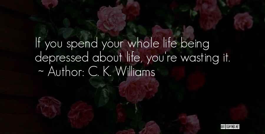 C. K. Williams Quotes: If You Spend Your Whole Life Being Depressed About Life, You're Wasting It.