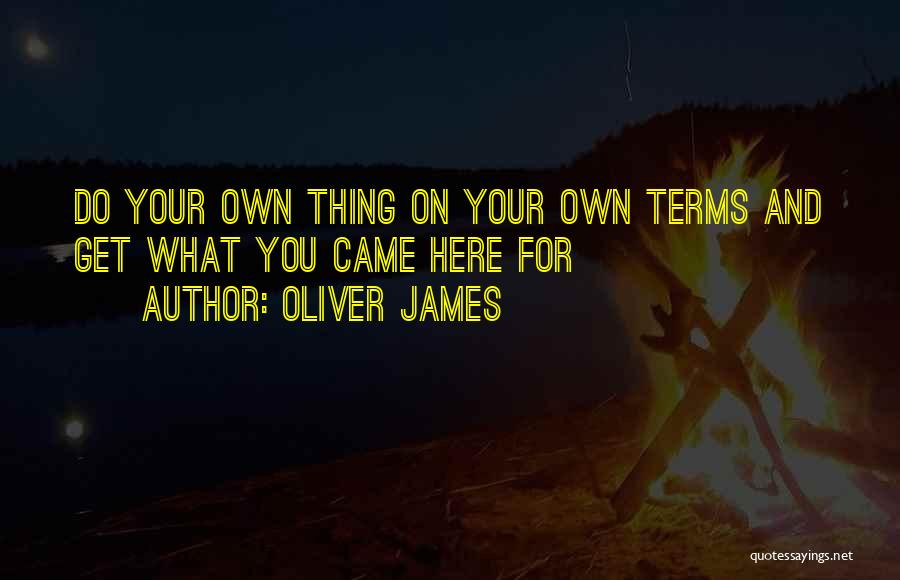 Oliver James Quotes: Do Your Own Thing On Your Own Terms And Get What You Came Here For