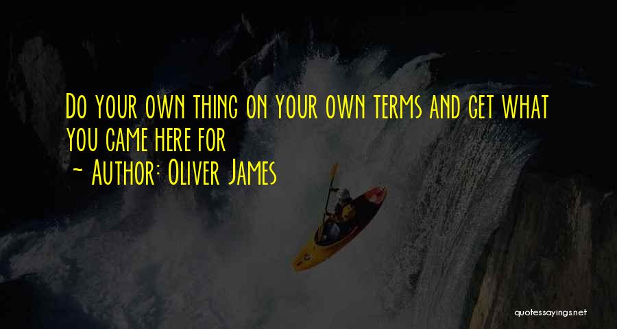 Oliver James Quotes: Do Your Own Thing On Your Own Terms And Get What You Came Here For