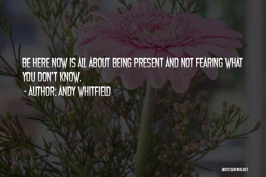 Andy Whitfield Quotes: Be Here Now Is All About Being Present And Not Fearing What You Don't Know.