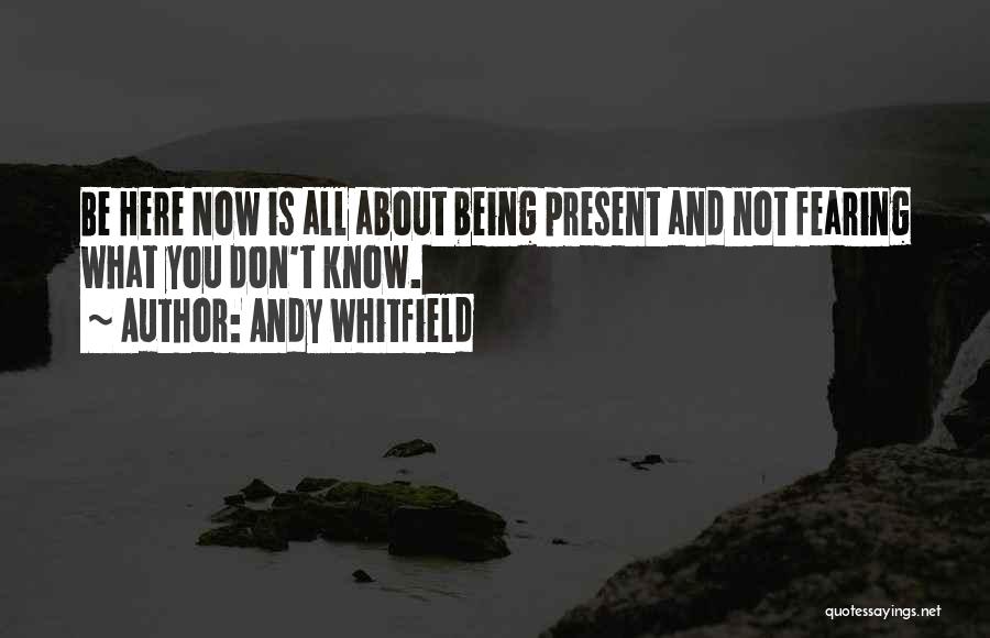 Andy Whitfield Quotes: Be Here Now Is All About Being Present And Not Fearing What You Don't Know.