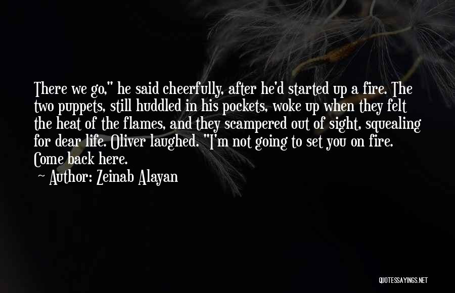 Zeinab Alayan Quotes: There We Go, He Said Cheerfully, After He'd Started Up A Fire. The Two Puppets, Still Huddled In His Pockets,