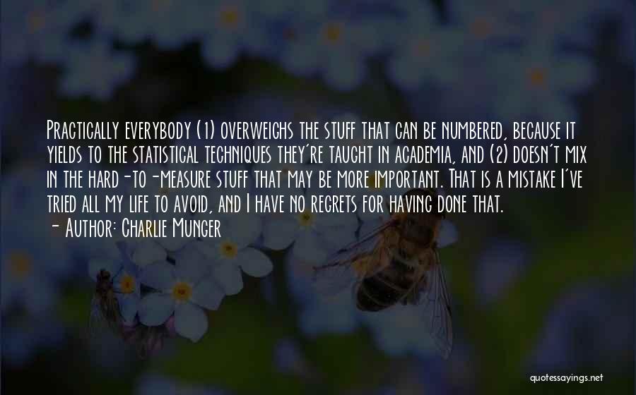 Charlie Munger Quotes: Practically Everybody (1) Overweighs The Stuff That Can Be Numbered, Because It Yields To The Statistical Techniques They're Taught In