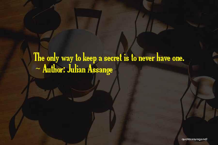 Julian Assange Quotes: The Only Way To Keep A Secret Is To Never Have One.