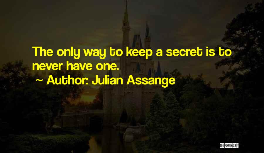 Julian Assange Quotes: The Only Way To Keep A Secret Is To Never Have One.