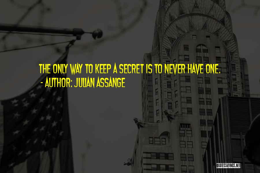 Julian Assange Quotes: The Only Way To Keep A Secret Is To Never Have One.