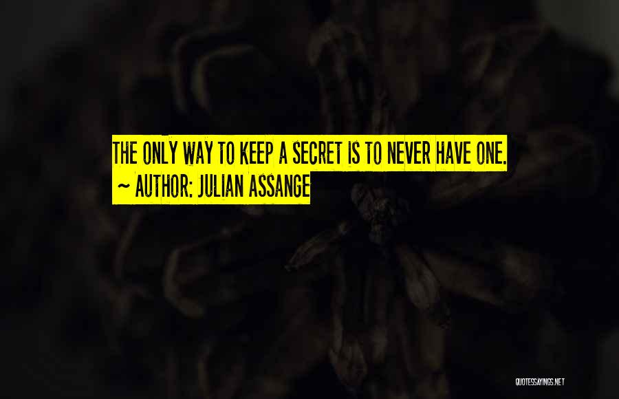 Julian Assange Quotes: The Only Way To Keep A Secret Is To Never Have One.