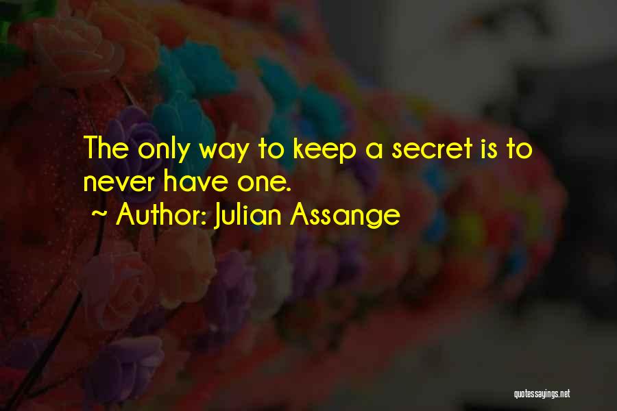 Julian Assange Quotes: The Only Way To Keep A Secret Is To Never Have One.