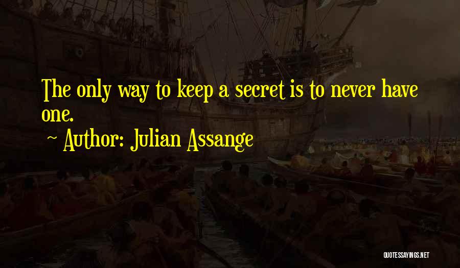 Julian Assange Quotes: The Only Way To Keep A Secret Is To Never Have One.