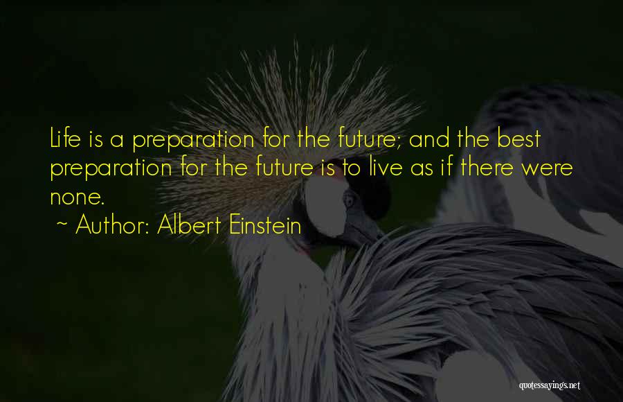 Albert Einstein Quotes: Life Is A Preparation For The Future; And The Best Preparation For The Future Is To Live As If There