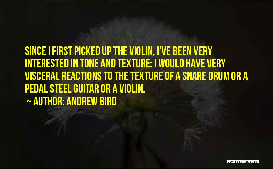 Andrew Bird Quotes: Since I First Picked Up The Violin, I've Been Very Interested In Tone And Texture: I Would Have Very Visceral