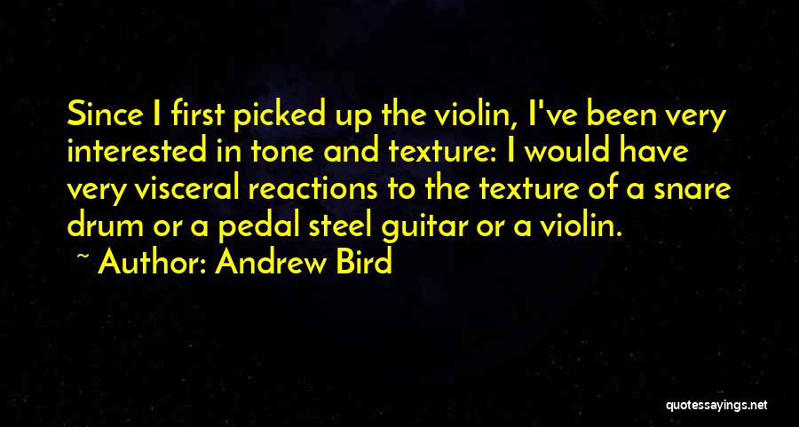 Andrew Bird Quotes: Since I First Picked Up The Violin, I've Been Very Interested In Tone And Texture: I Would Have Very Visceral