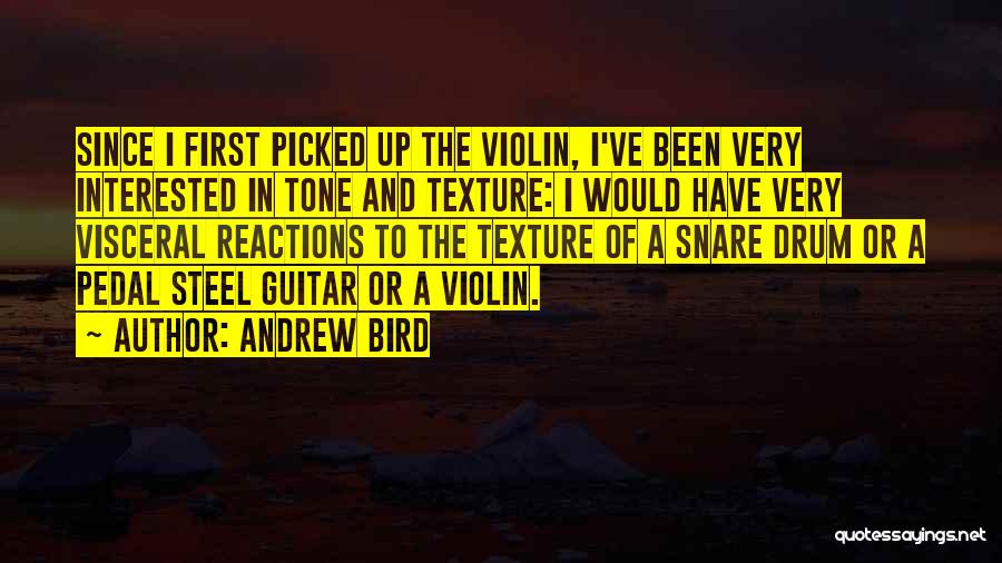 Andrew Bird Quotes: Since I First Picked Up The Violin, I've Been Very Interested In Tone And Texture: I Would Have Very Visceral