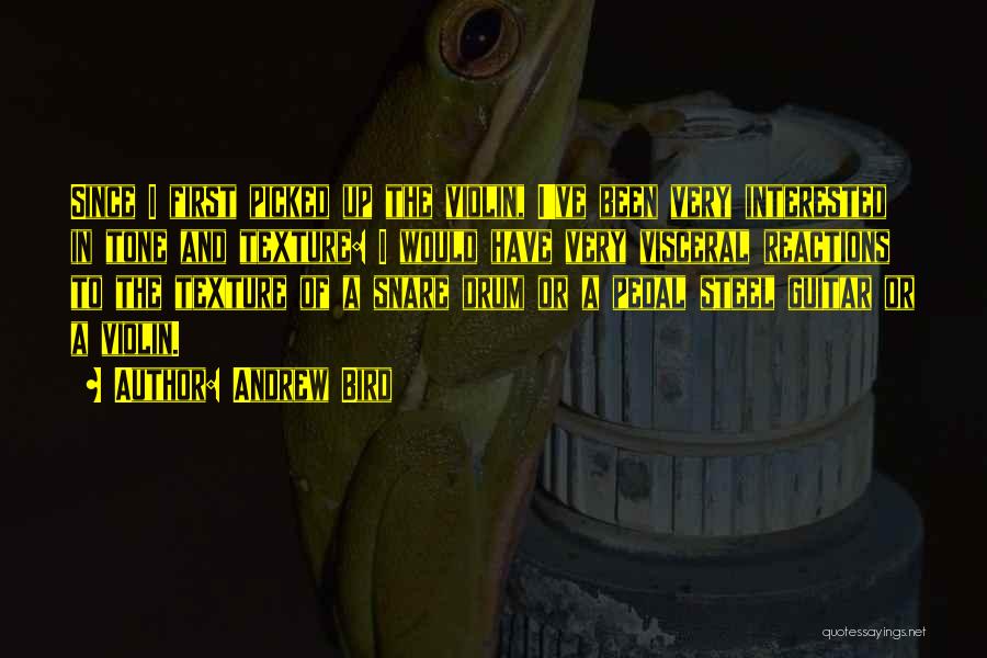 Andrew Bird Quotes: Since I First Picked Up The Violin, I've Been Very Interested In Tone And Texture: I Would Have Very Visceral