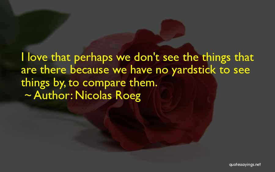 Nicolas Roeg Quotes: I Love That Perhaps We Don't See The Things That Are There Because We Have No Yardstick To See Things