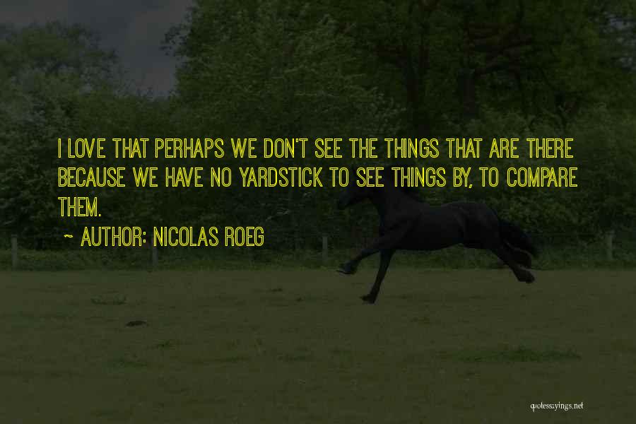 Nicolas Roeg Quotes: I Love That Perhaps We Don't See The Things That Are There Because We Have No Yardstick To See Things