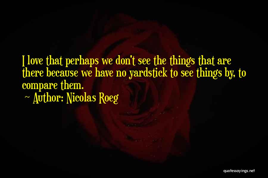 Nicolas Roeg Quotes: I Love That Perhaps We Don't See The Things That Are There Because We Have No Yardstick To See Things