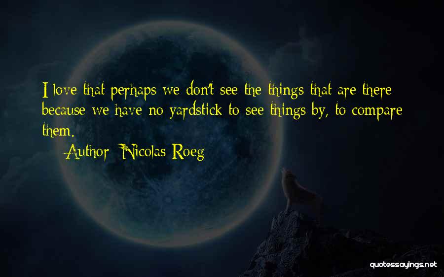 Nicolas Roeg Quotes: I Love That Perhaps We Don't See The Things That Are There Because We Have No Yardstick To See Things