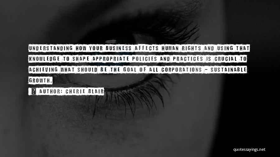 Cherie Blair Quotes: Understanding How Your Business Affects Human Rights And Using That Knowledge To Shape Appropriate Policies And Practices Is Crucial To