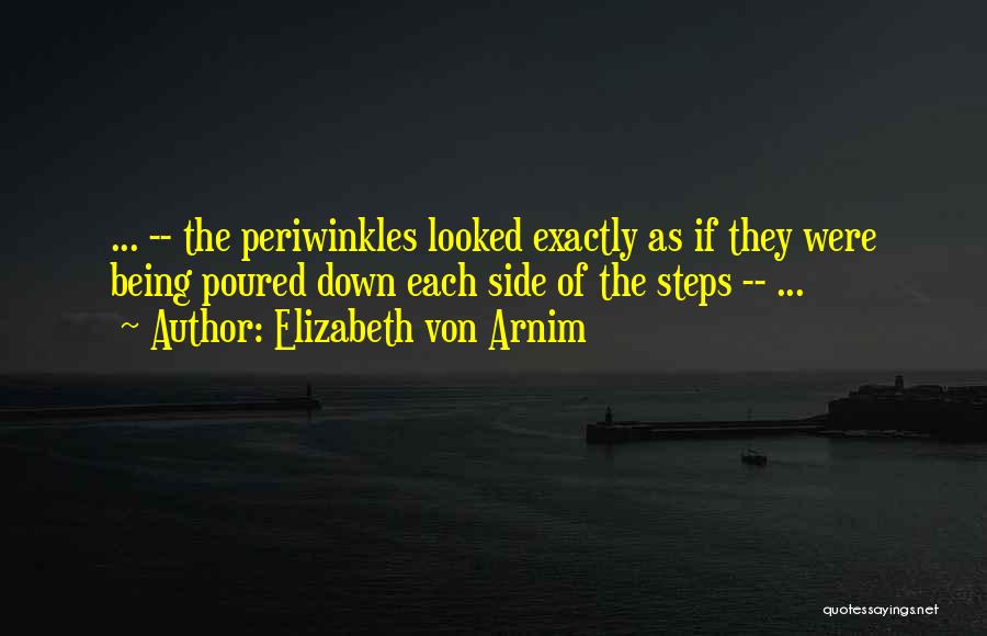 Elizabeth Von Arnim Quotes: ... -- The Periwinkles Looked Exactly As If They Were Being Poured Down Each Side Of The Steps -- ...