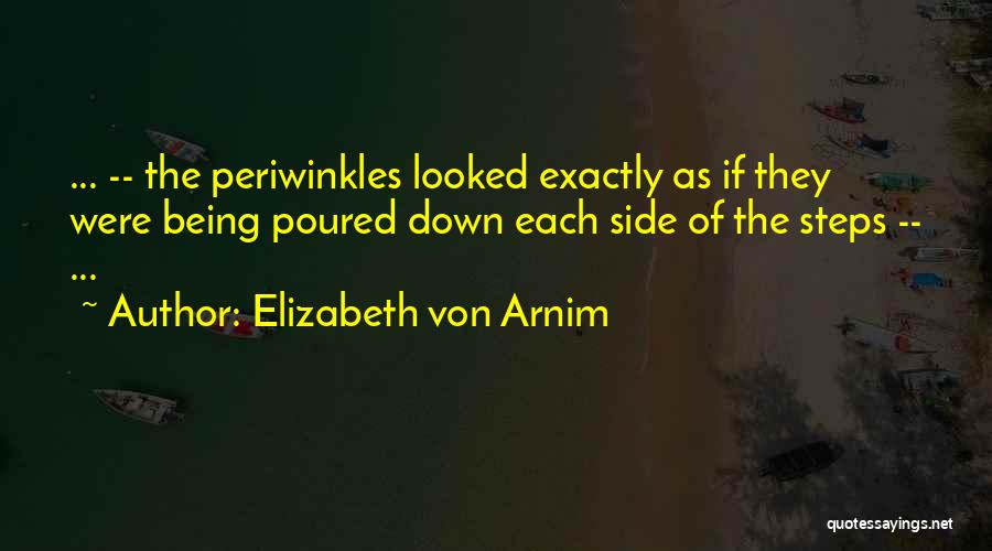 Elizabeth Von Arnim Quotes: ... -- The Periwinkles Looked Exactly As If They Were Being Poured Down Each Side Of The Steps -- ...