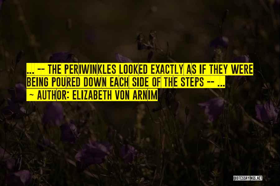 Elizabeth Von Arnim Quotes: ... -- The Periwinkles Looked Exactly As If They Were Being Poured Down Each Side Of The Steps -- ...