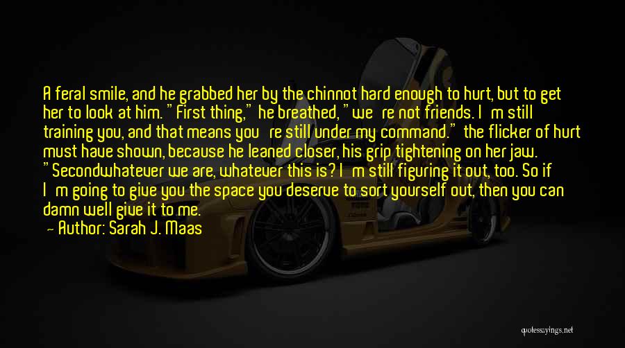 Sarah J. Maas Quotes: A Feral Smile, And He Grabbed Her By The Chinnot Hard Enough To Hurt, But To Get Her To Look