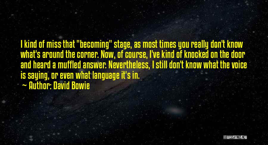 David Bowie Quotes: I Kind Of Miss That Becoming Stage, As Most Times You Really Don't Know What's Around The Corner. Now, Of