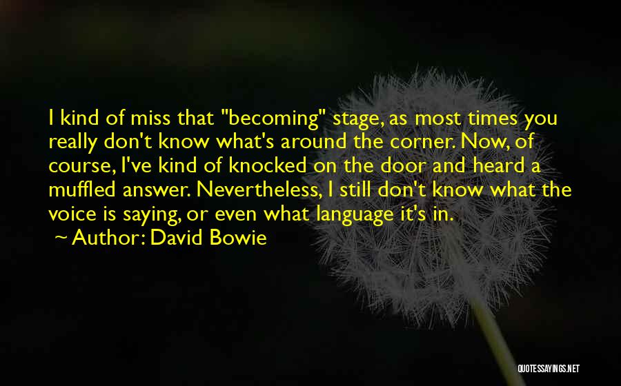 David Bowie Quotes: I Kind Of Miss That Becoming Stage, As Most Times You Really Don't Know What's Around The Corner. Now, Of