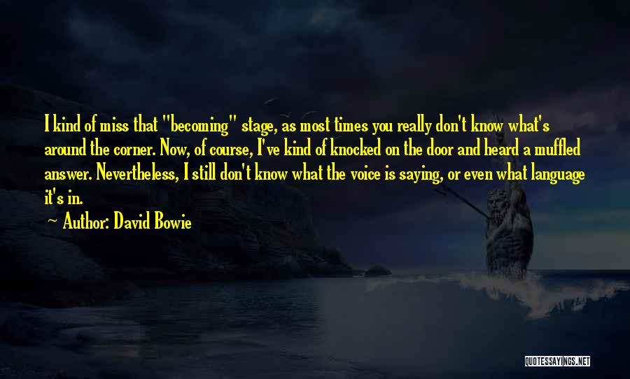 David Bowie Quotes: I Kind Of Miss That Becoming Stage, As Most Times You Really Don't Know What's Around The Corner. Now, Of