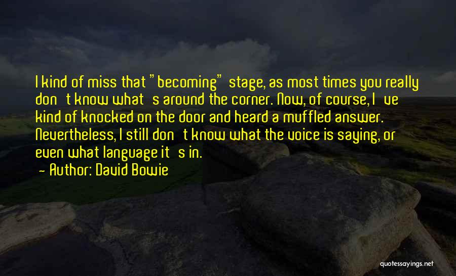 David Bowie Quotes: I Kind Of Miss That Becoming Stage, As Most Times You Really Don't Know What's Around The Corner. Now, Of