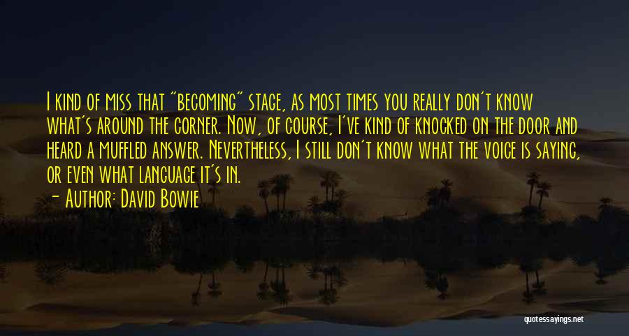 David Bowie Quotes: I Kind Of Miss That Becoming Stage, As Most Times You Really Don't Know What's Around The Corner. Now, Of