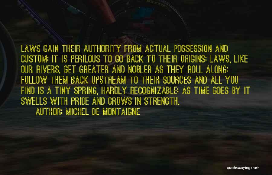 Michel De Montaigne Quotes: Laws Gain Their Authority From Actual Possession And Custom: It Is Perilous To Go Back To Their Origins; Laws, Like