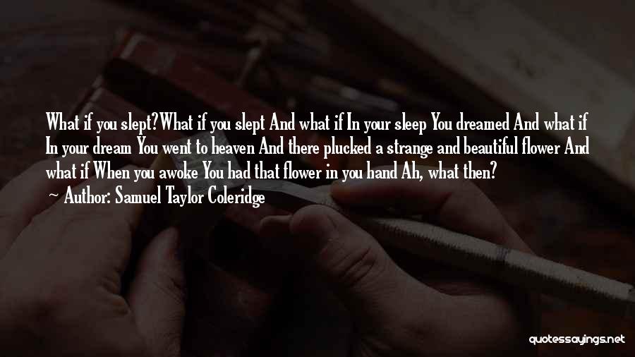 Samuel Taylor Coleridge Quotes: What If You Slept?what If You Slept And What If In Your Sleep You Dreamed And What If In Your