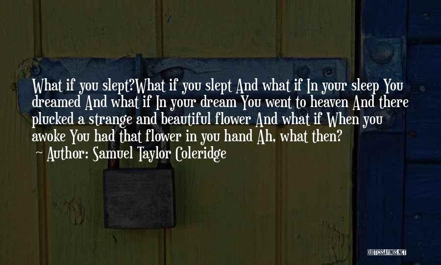 Samuel Taylor Coleridge Quotes: What If You Slept?what If You Slept And What If In Your Sleep You Dreamed And What If In Your
