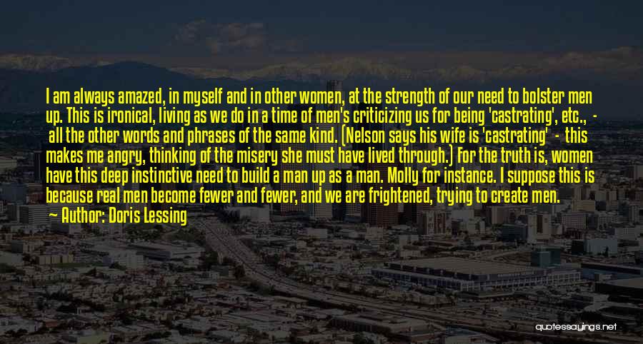 Doris Lessing Quotes: I Am Always Amazed, In Myself And In Other Women, At The Strength Of Our Need To Bolster Men Up.