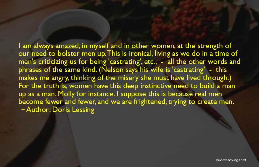 Doris Lessing Quotes: I Am Always Amazed, In Myself And In Other Women, At The Strength Of Our Need To Bolster Men Up.