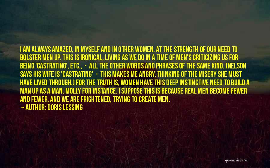 Doris Lessing Quotes: I Am Always Amazed, In Myself And In Other Women, At The Strength Of Our Need To Bolster Men Up.