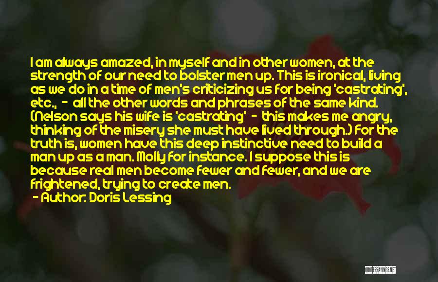 Doris Lessing Quotes: I Am Always Amazed, In Myself And In Other Women, At The Strength Of Our Need To Bolster Men Up.