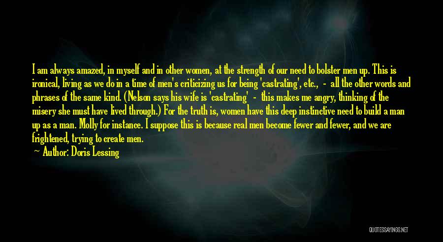 Doris Lessing Quotes: I Am Always Amazed, In Myself And In Other Women, At The Strength Of Our Need To Bolster Men Up.