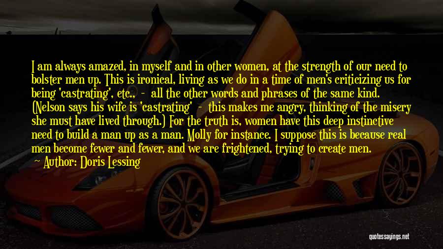 Doris Lessing Quotes: I Am Always Amazed, In Myself And In Other Women, At The Strength Of Our Need To Bolster Men Up.