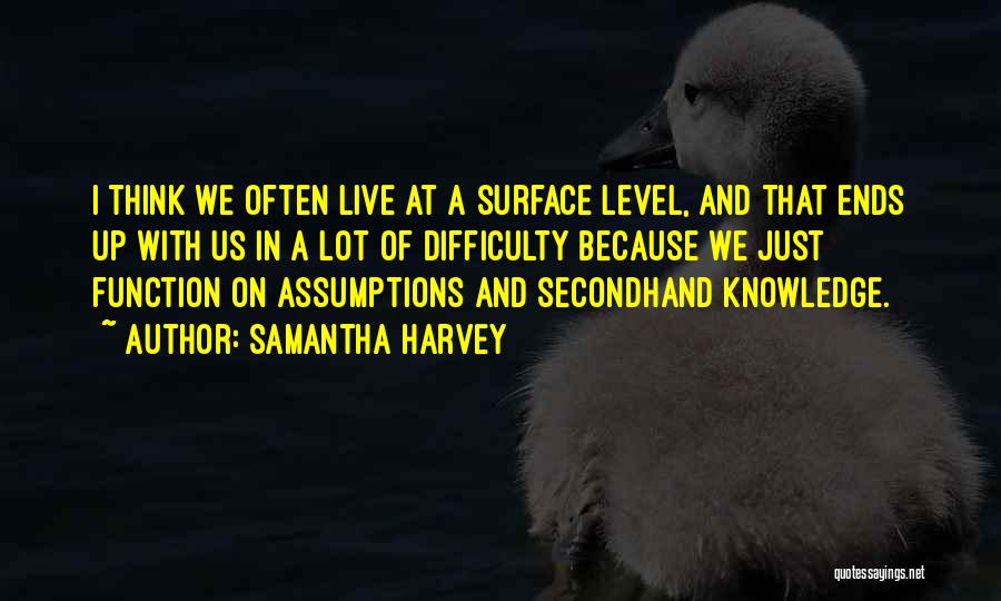 Samantha Harvey Quotes: I Think We Often Live At A Surface Level, And That Ends Up With Us In A Lot Of Difficulty