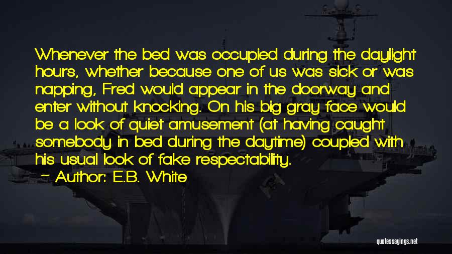 E.B. White Quotes: Whenever The Bed Was Occupied During The Daylight Hours, Whether Because One Of Us Was Sick Or Was Napping, Fred